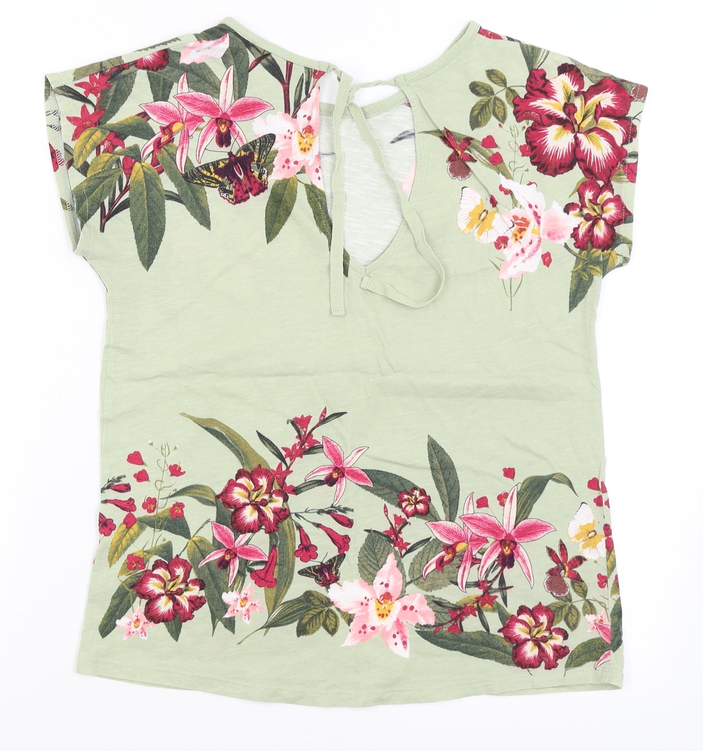 Oasis Womens Green Floral  Basic T-Shirt Size XS