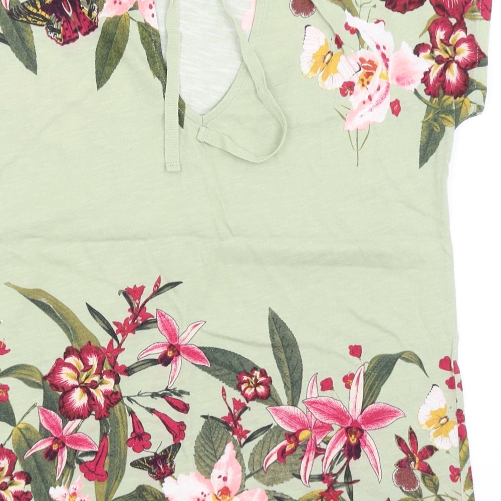 Oasis Womens Green Floral  Basic T-Shirt Size XS