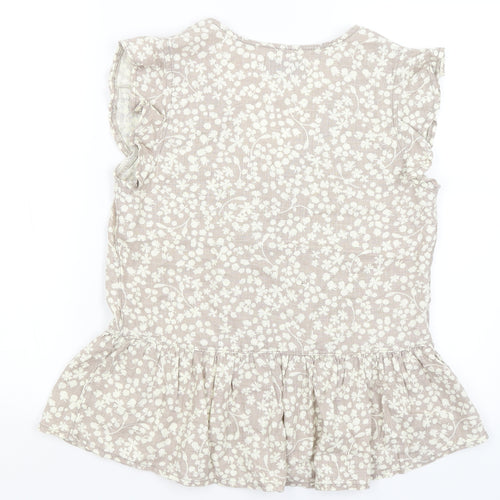 NEXT Womens Grey Floral  Basic Button-Up Size 8