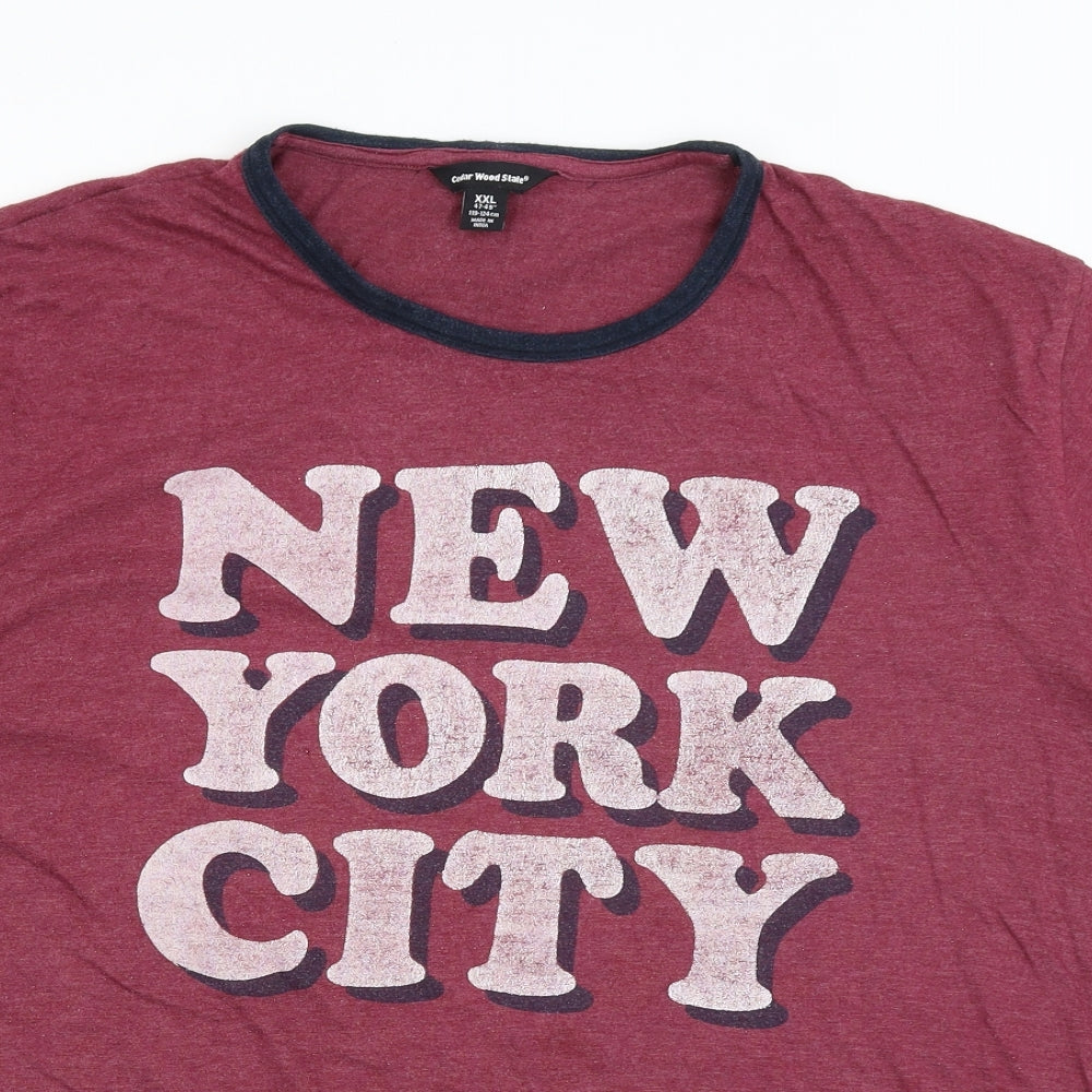Cedar Wood State Mens Red    T-Shirt Size 2XL