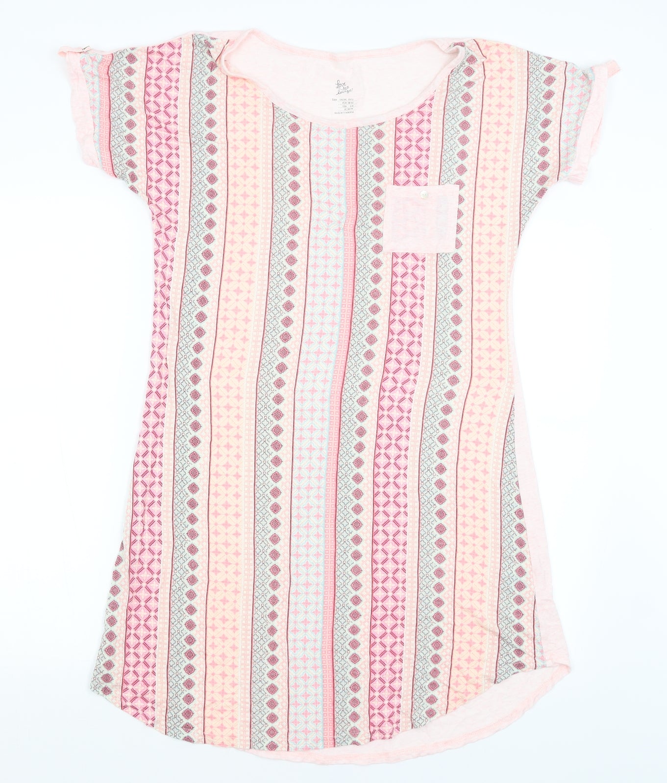 Love to Lounge Womens Pink Geometric  Top Nightshirt Size M