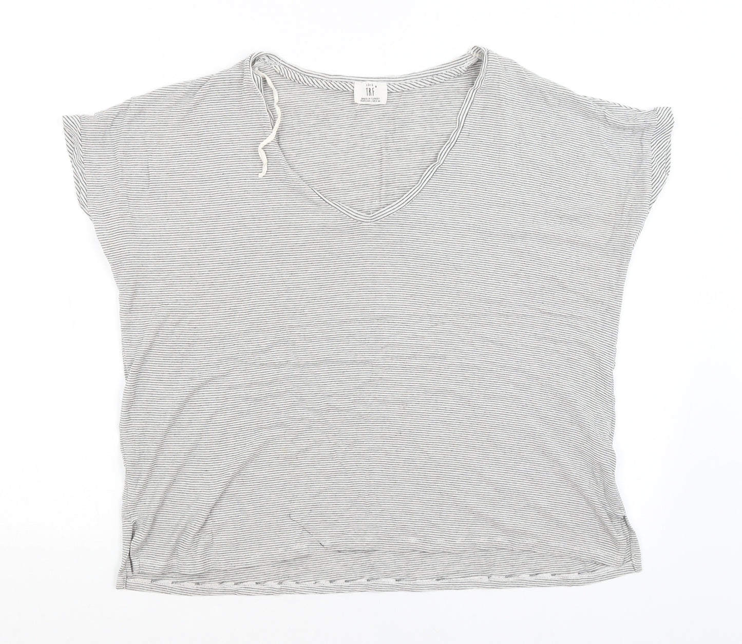 Zara Womens Black Striped  Basic T-Shirt Size L