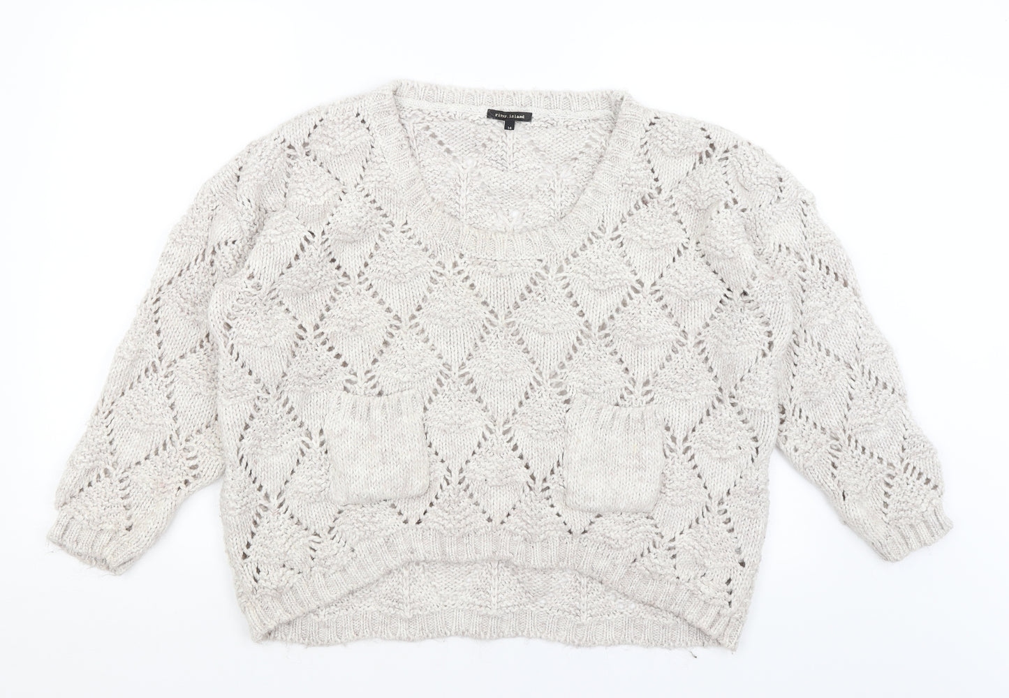 River Island Womens Ivory Argyle/Diamond  Pullover Jumper Size 14