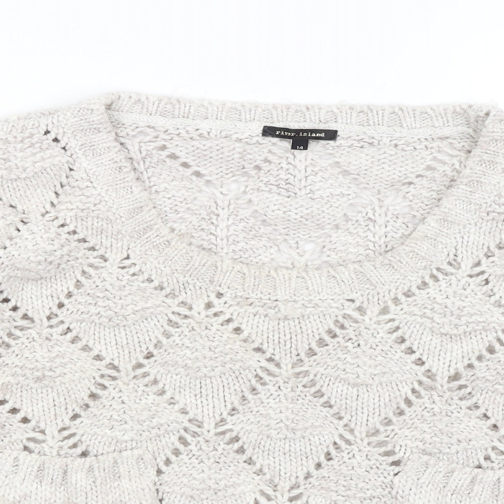 River Island Womens Ivory Argyle/Diamond  Pullover Jumper Size 14