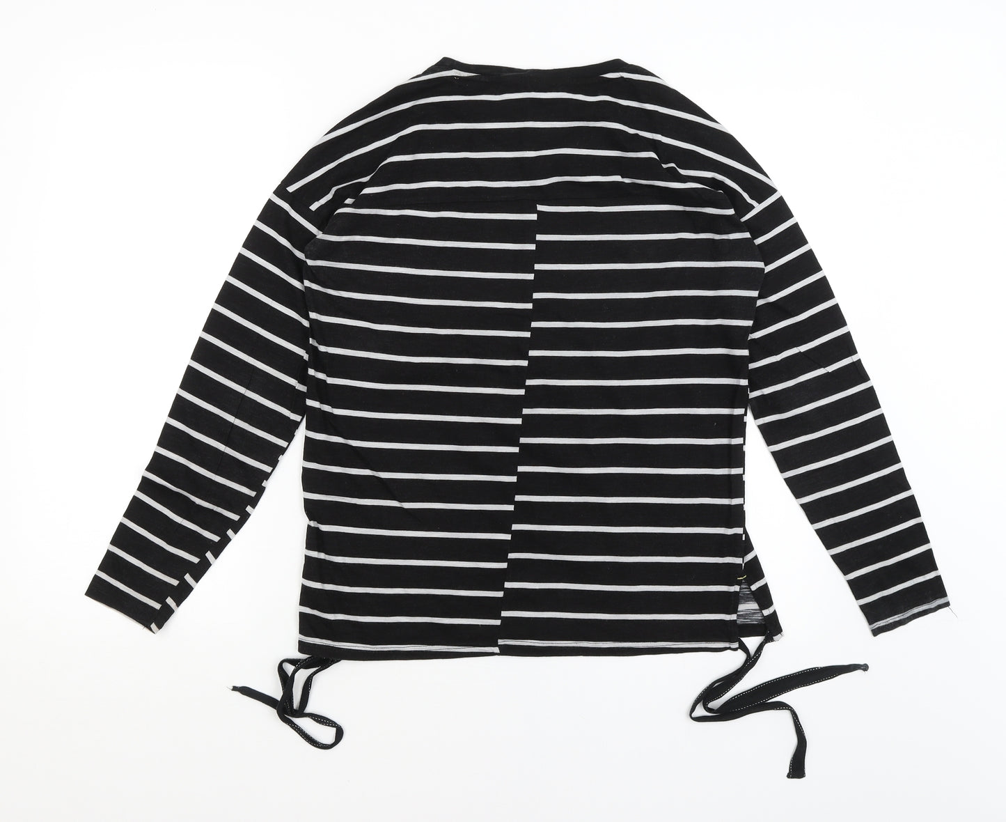 NEXT Womens Black Striped  Basic T-Shirt Size 10