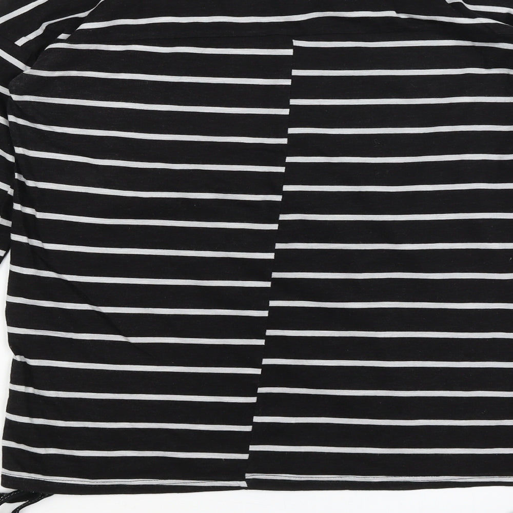 NEXT Womens Black Striped  Basic T-Shirt Size 10