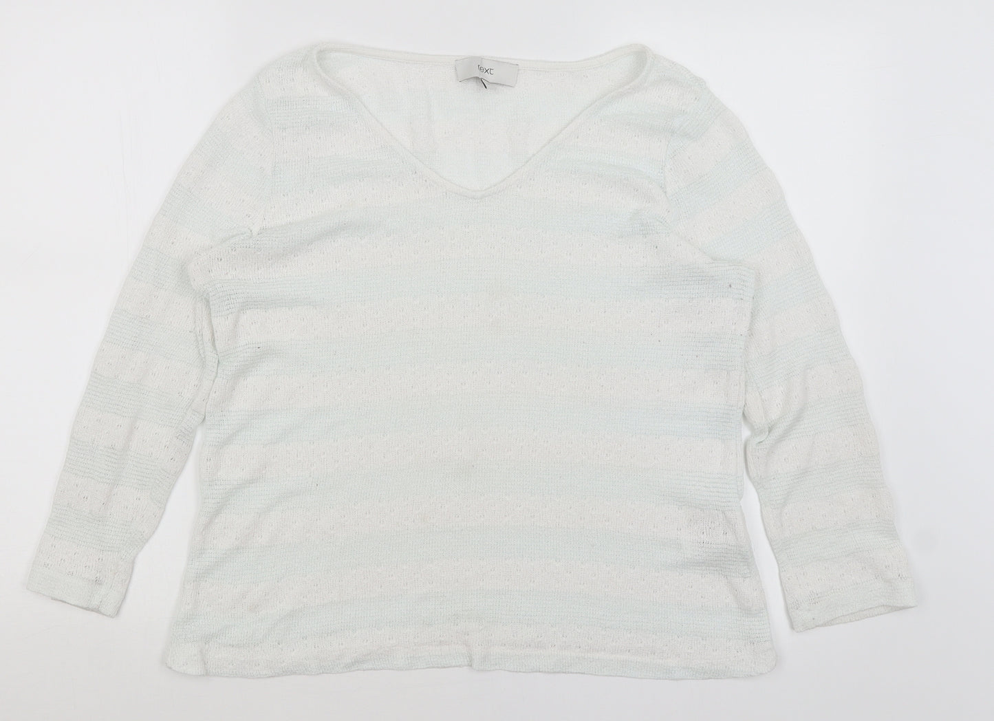 NEXT Womens White Striped  Pullover Jumper Size 14