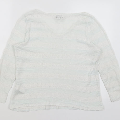 NEXT Womens White Striped  Pullover Jumper Size 14