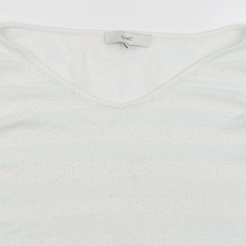 NEXT Womens White Striped  Pullover Jumper Size 14