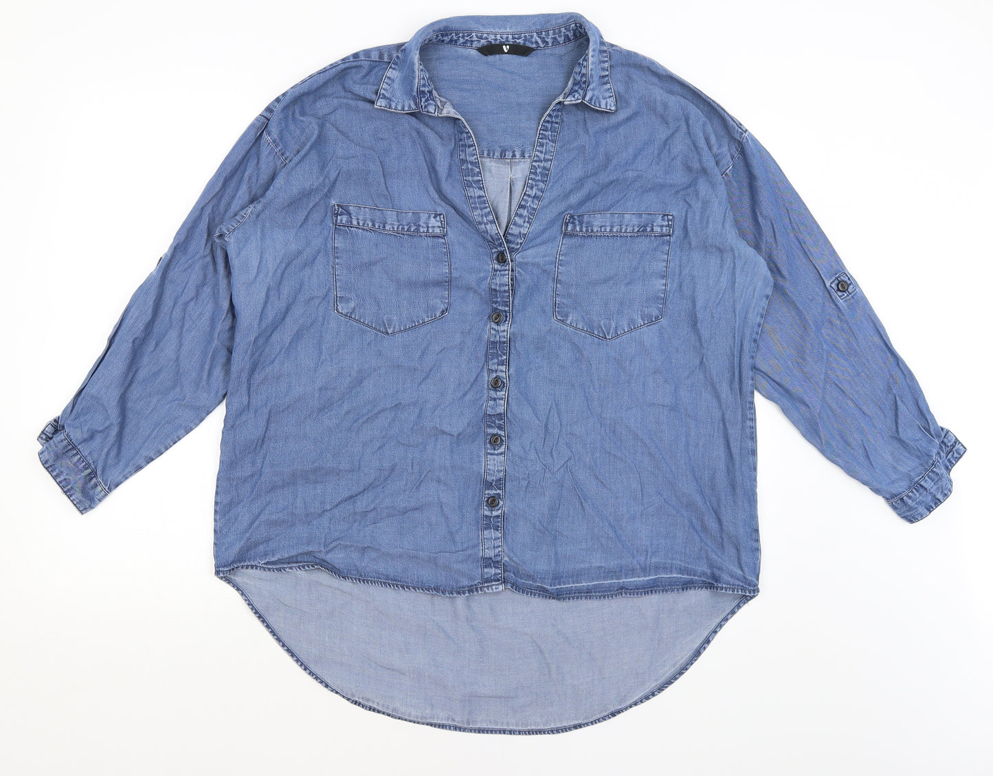 Very Womens Blue   Basic Button-Up Size 14