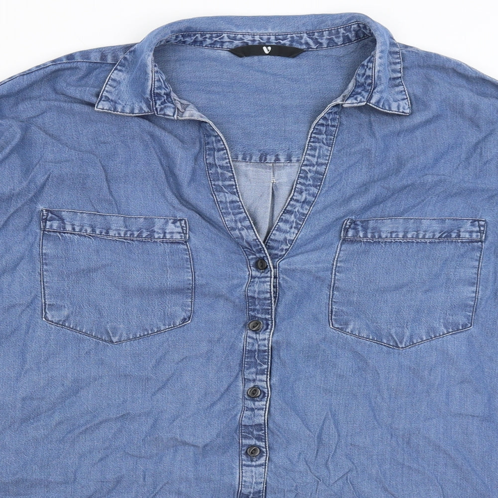 Very Womens Blue   Basic Button-Up Size 14