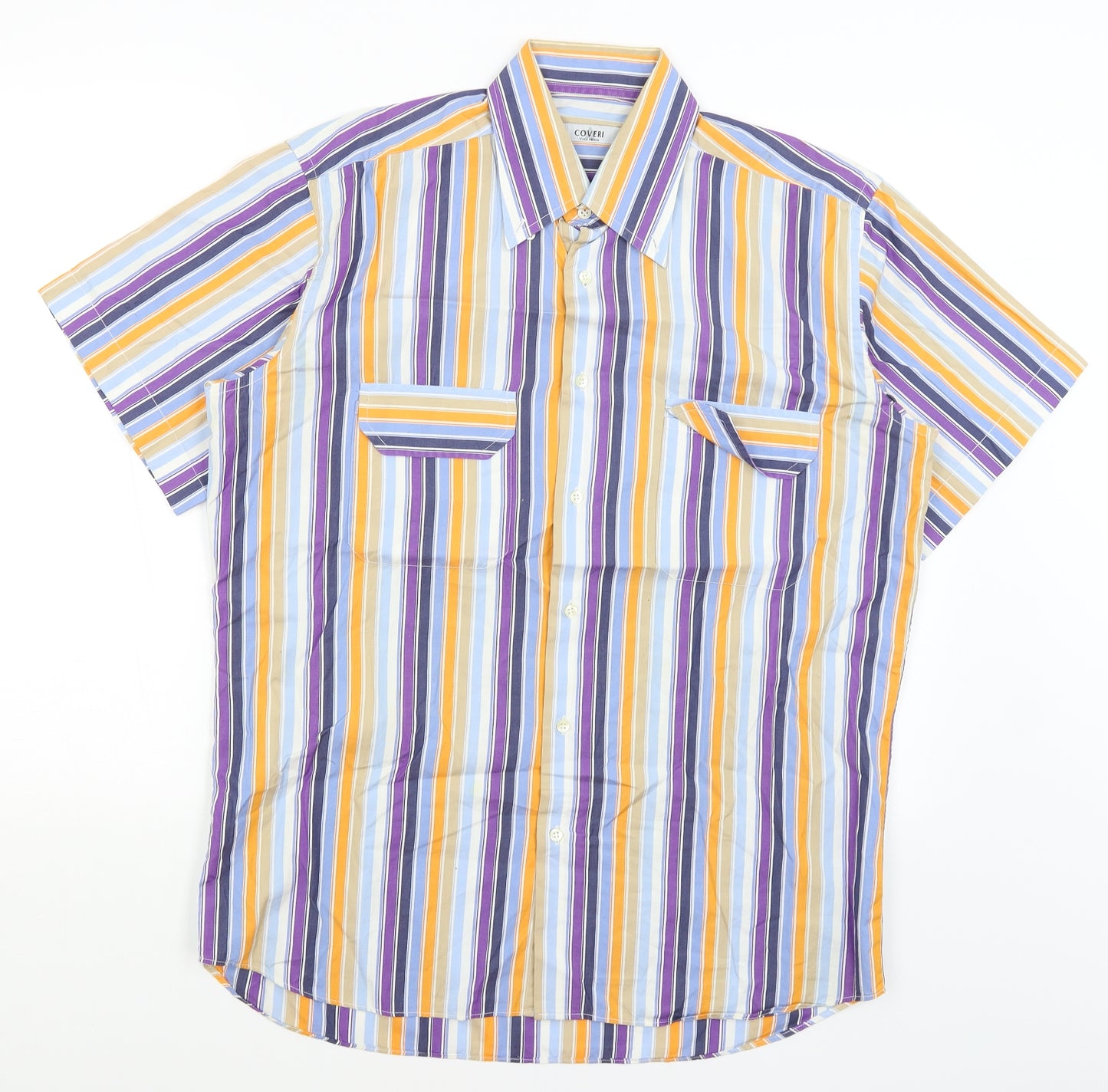 Coveri Womens White Striped  Basic Button-Up Size 16