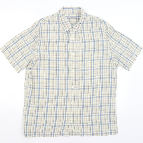 M&S Mens Grey Check   Button-Up Size M