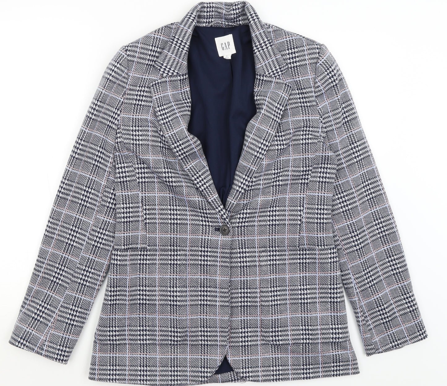 Gap Womens Blue Plaid  Jacket Blazer Size 6
