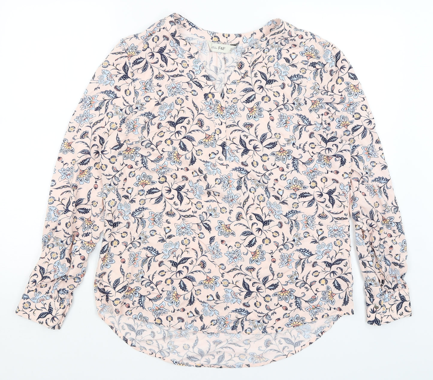 F&F Womens Pink Floral  Basic Blouse Size 14
