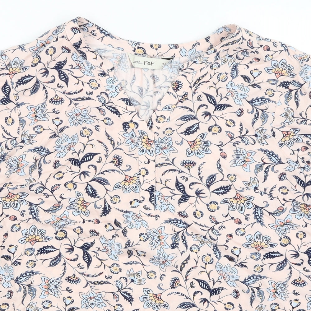 F&F Womens Pink Floral  Basic Blouse Size 14