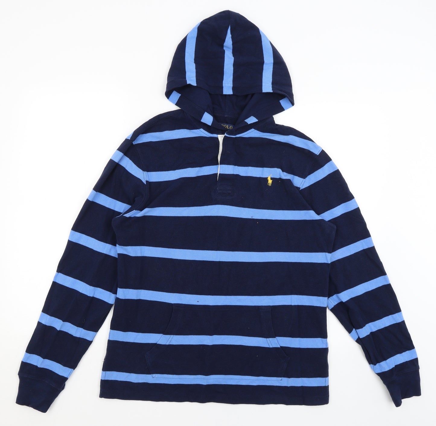 Ralph Lauren Womens Blue Striped  Pullover Hoodie Size XL