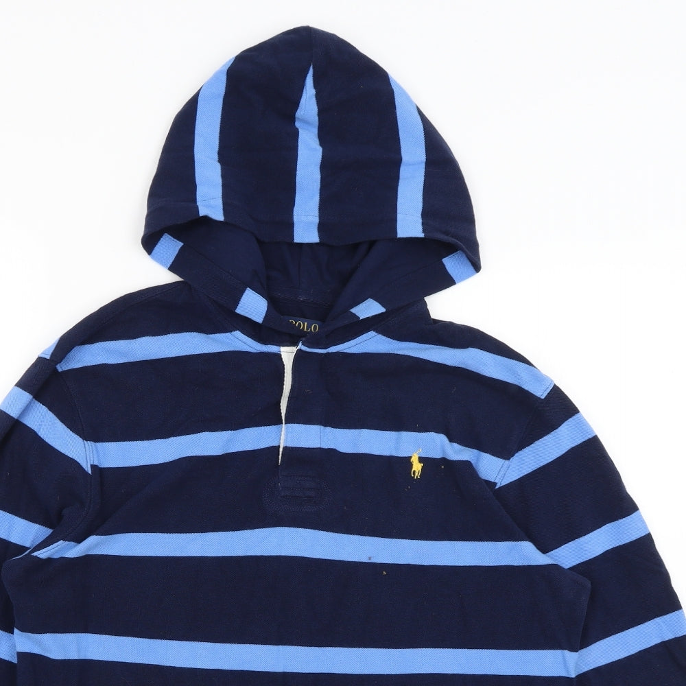 Ralph Lauren Womens Blue Striped  Pullover Hoodie Size XL