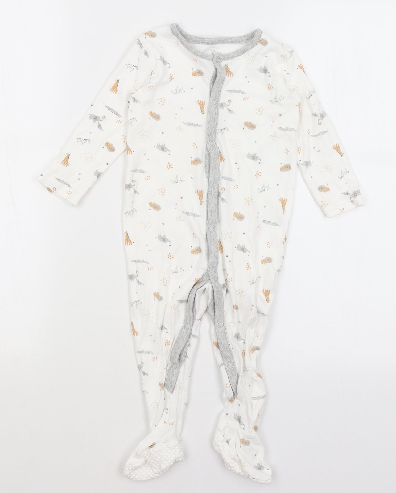 Mothercare Baby White   Babygrow One-Piece Size 9-12 Months  - African Animals