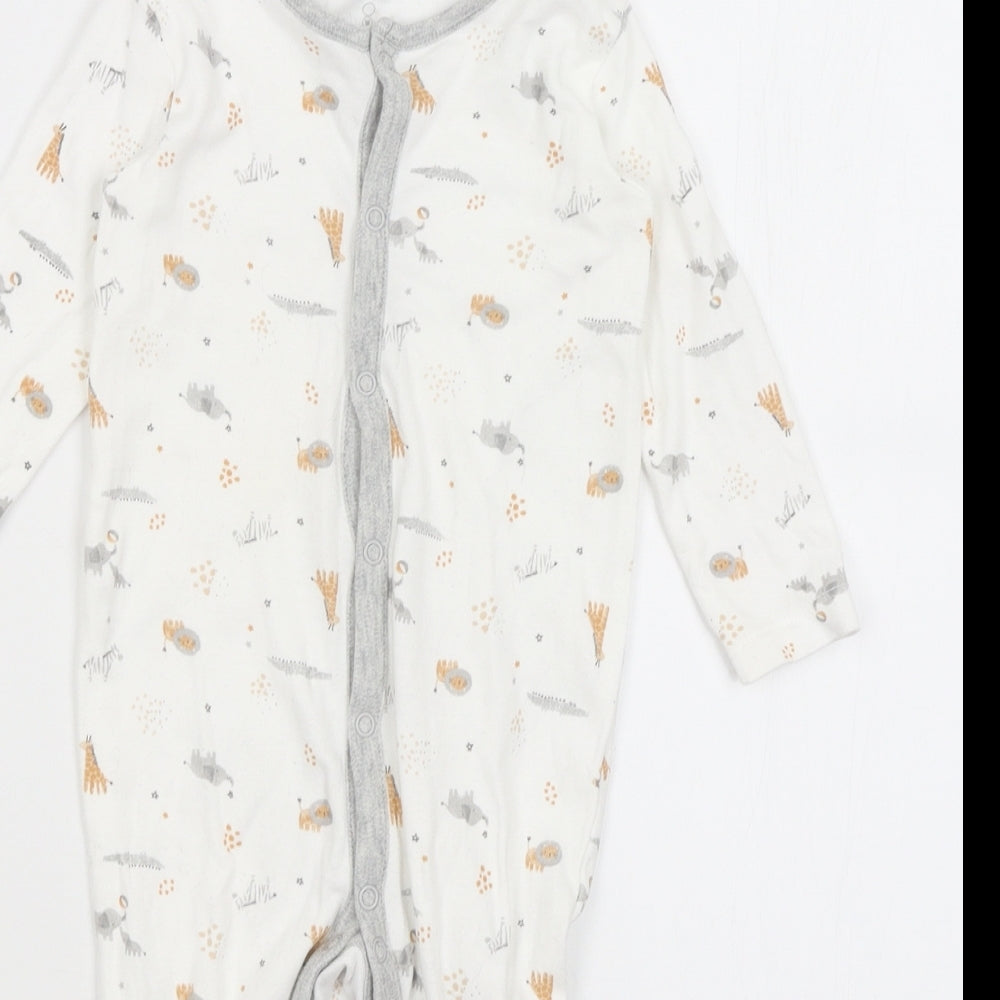 Mothercare Baby White   Babygrow One-Piece Size 9-12 Months  - African Animals