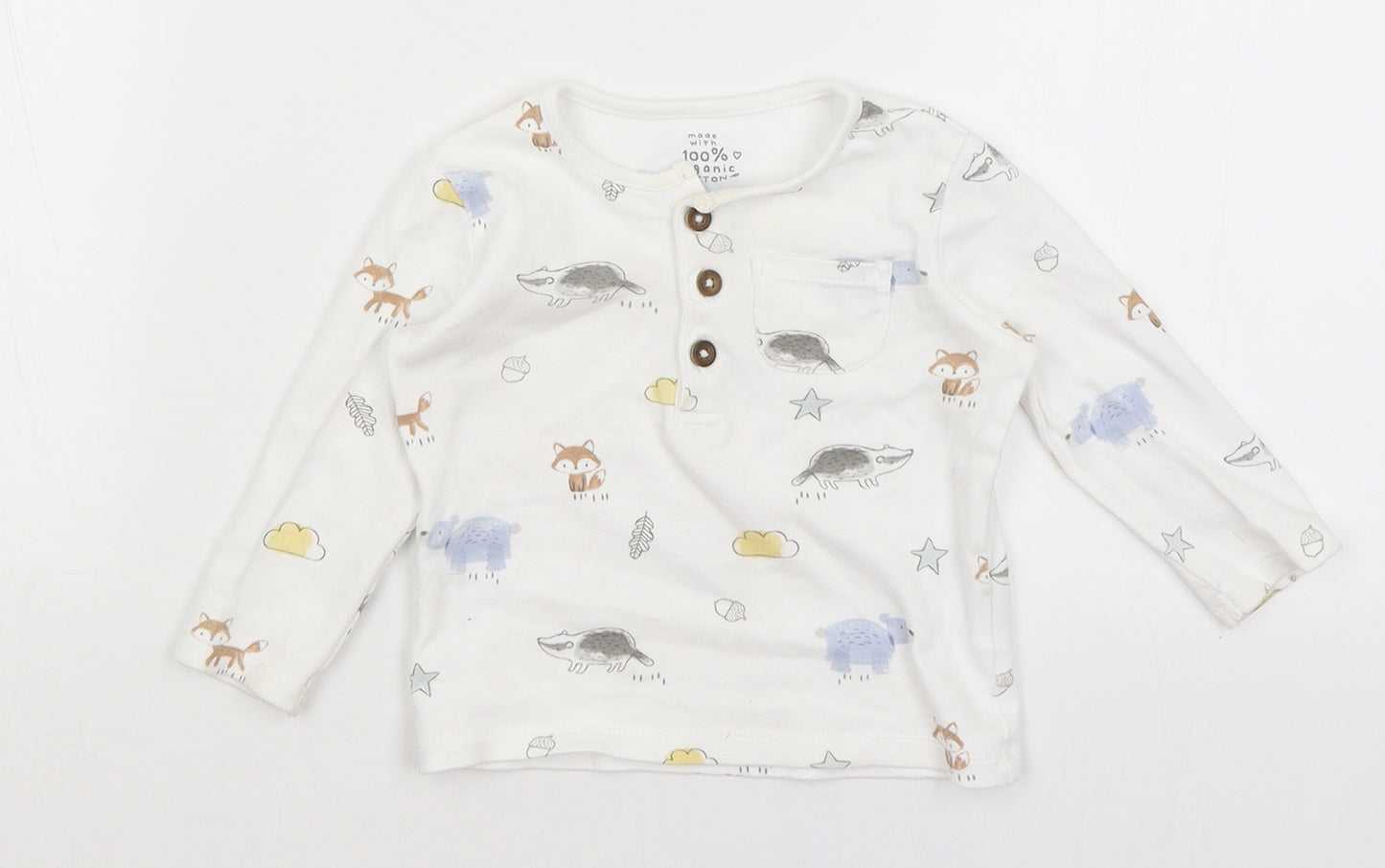 F&F Baby White   Trousers Outfit/Set Size 6-9 Months  - Woodland Animals