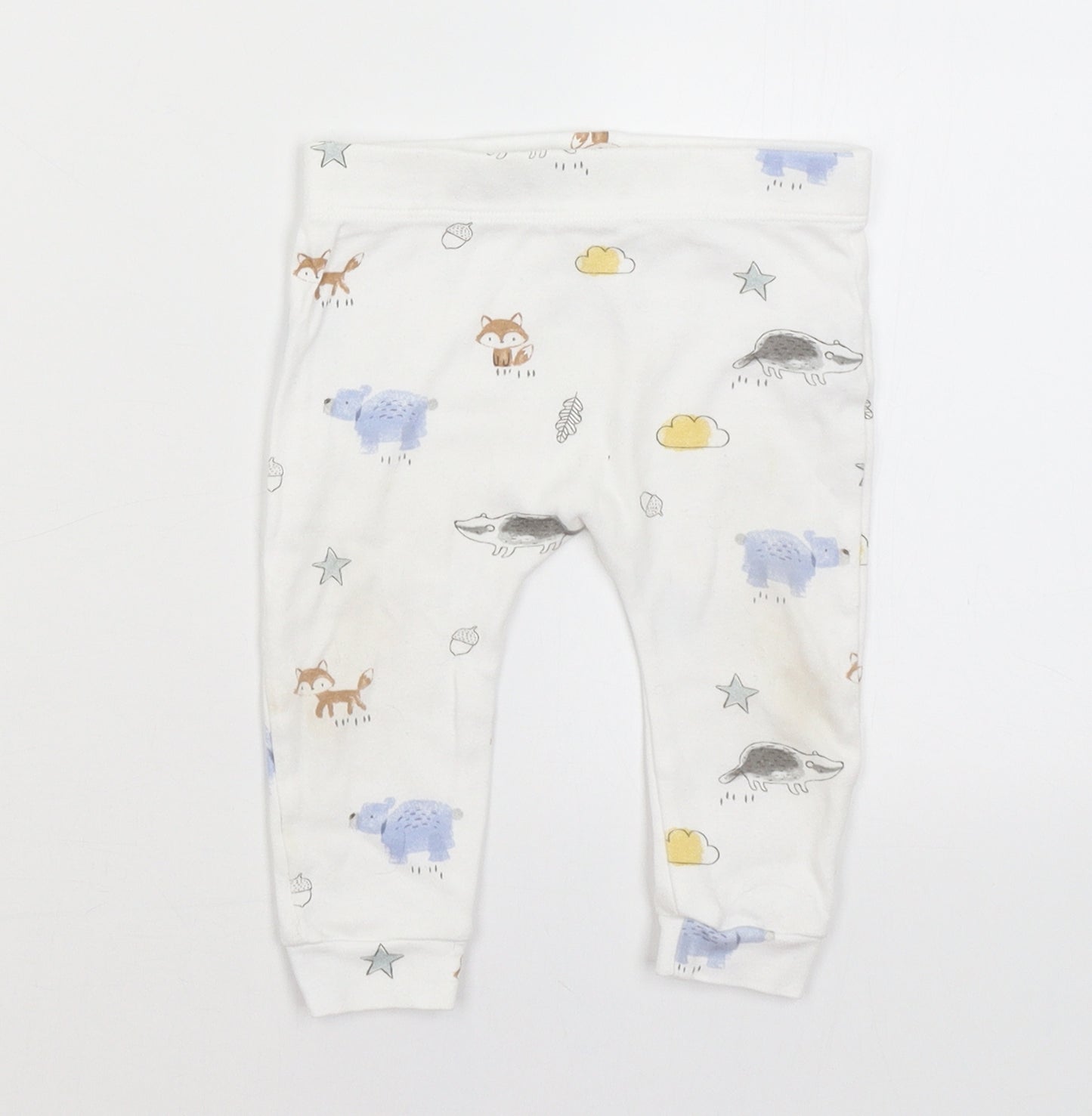 F&F Baby White   Trousers Outfit/Set Size 6-9 Months  - Woodland Animals