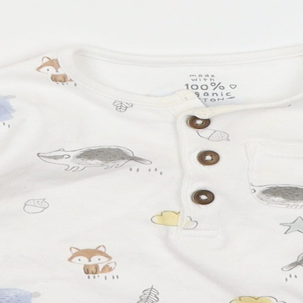 F&F Baby White   Trousers Outfit/Set Size 6-9 Months  - Woodland Animals