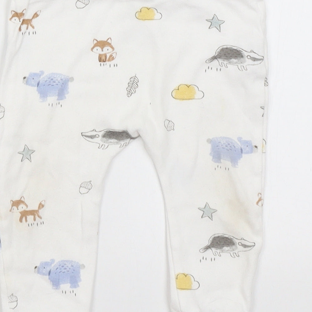 F&F Baby White   Trousers Outfit/Set Size 6-9 Months  - Woodland Animals