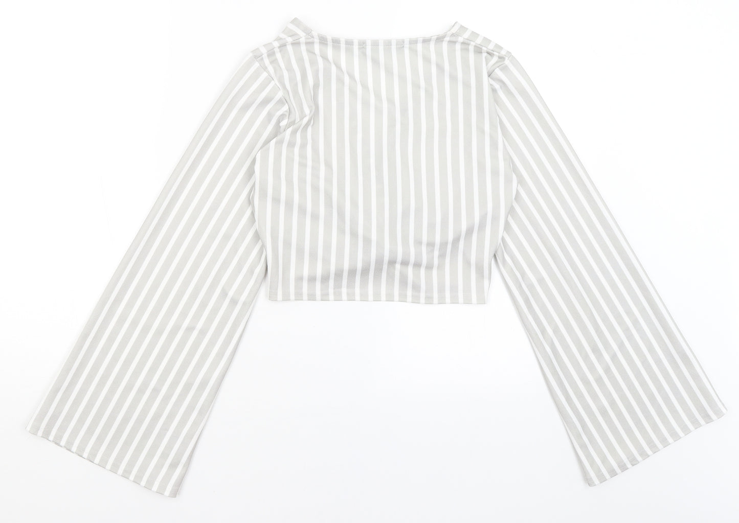 Cameo Rose Womens Grey Striped  Cropped T-Shirt Size S