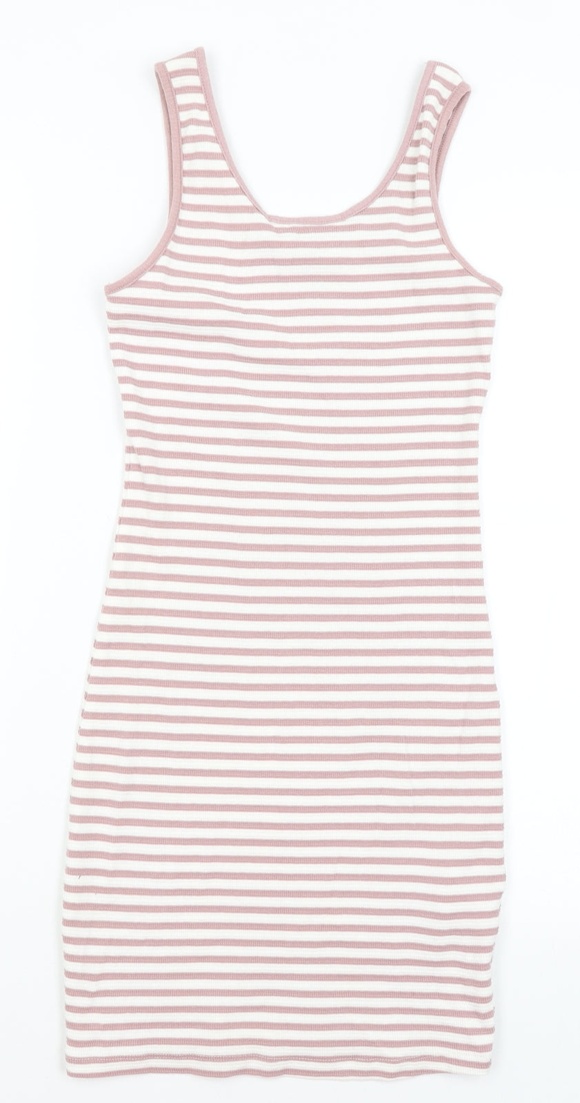 New Look Womens White Striped  Tank Dress  Size 8