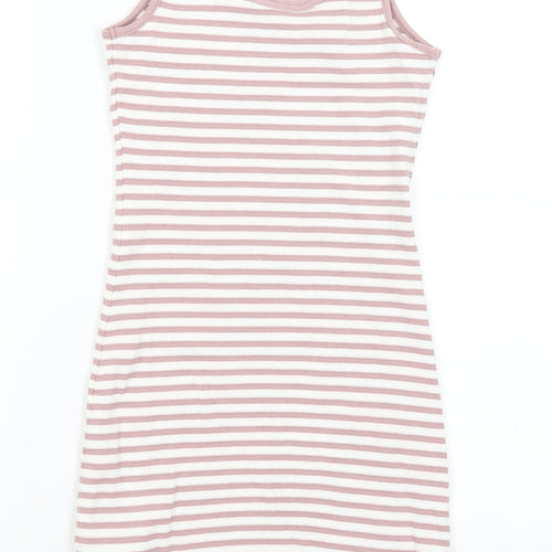 New Look Womens White Striped  Tank Dress  Size 8