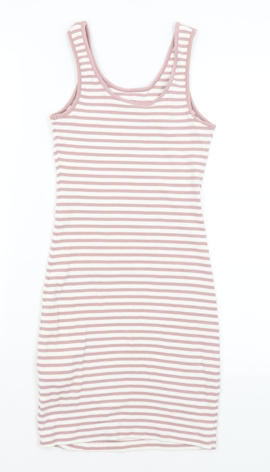 New Look Womens White Striped  Tank Dress  Size 8