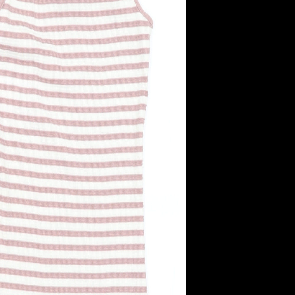 New Look Womens White Striped  Tank Dress  Size 8