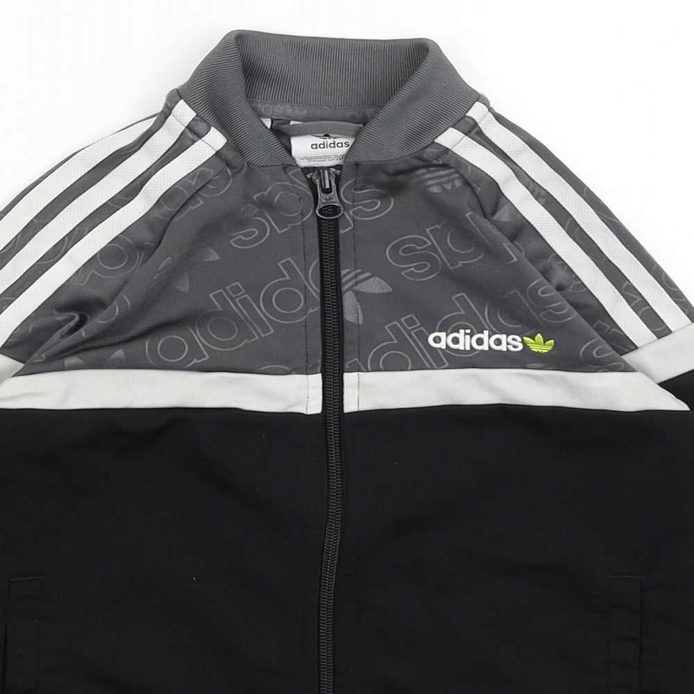 adidas Boys Black   Full Zip Jumper Size 7-8 Years