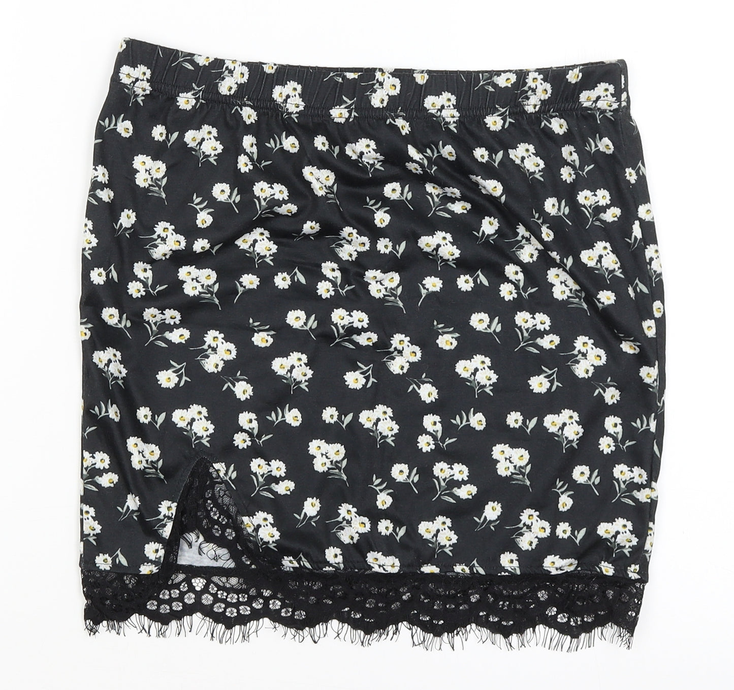 SheIn Womens Black Floral  Mini Skirt Size S