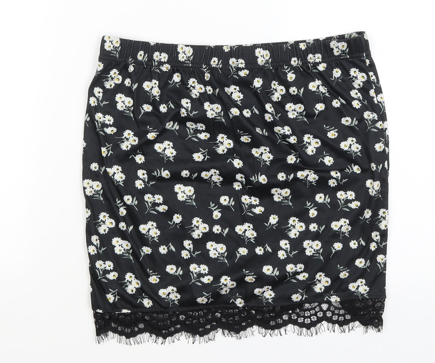 SheIn Womens Black Floral  Mini Skirt Size S
