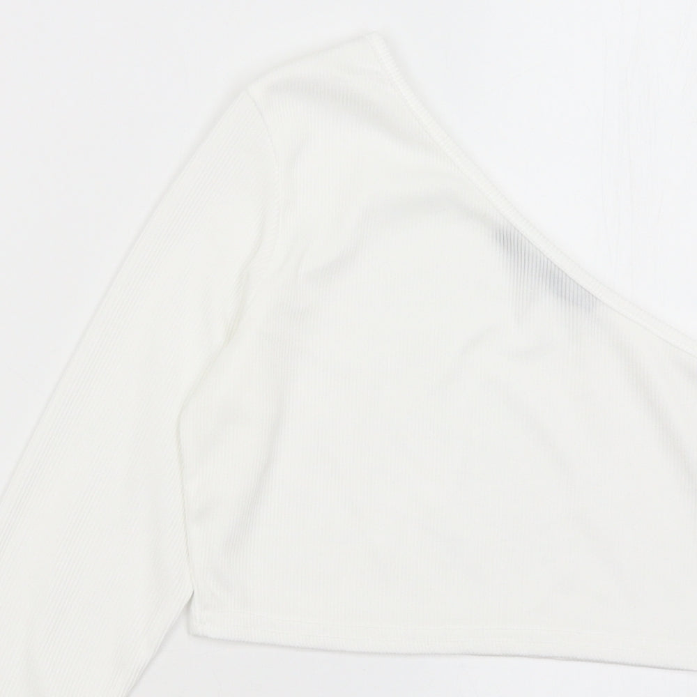 Boohoo Womens White   Cropped T-Shirt Size 8