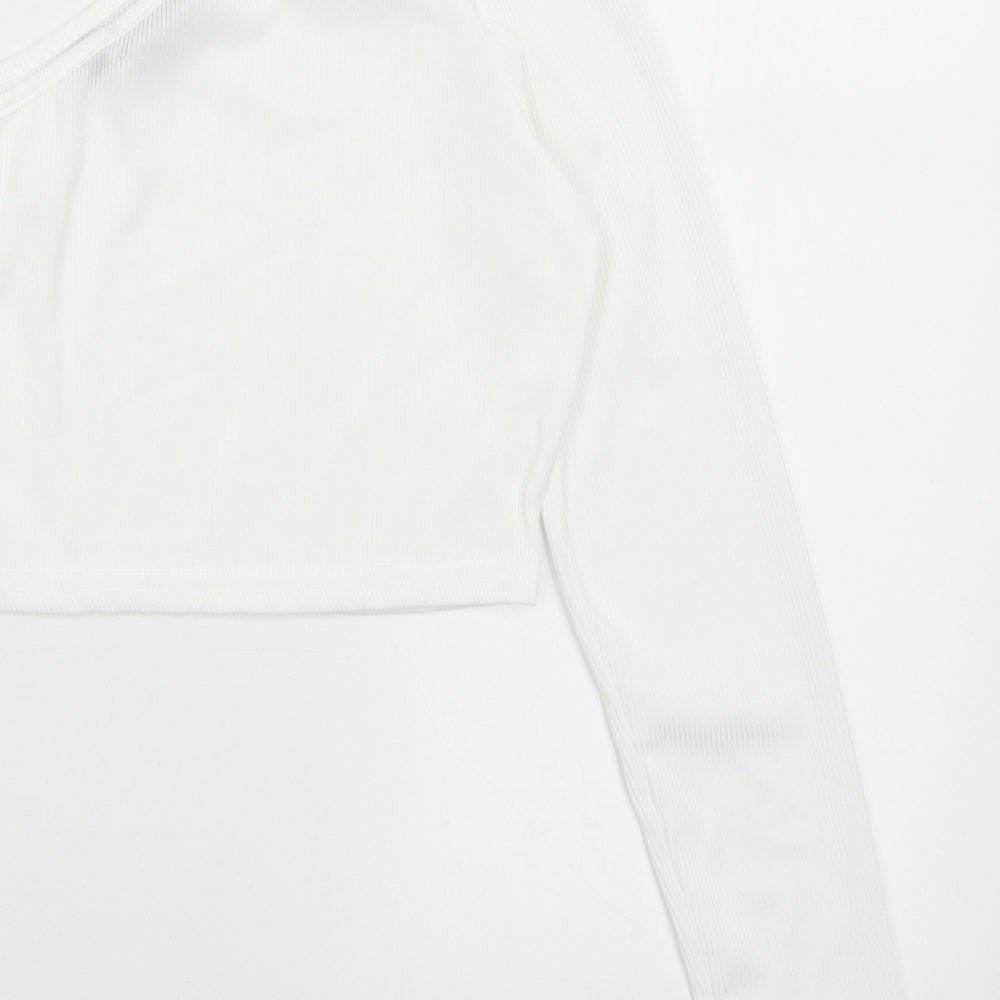 Boohoo Womens White   Cropped T-Shirt Size 8