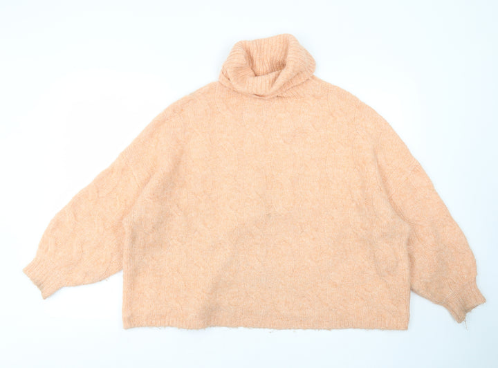 Stradivarius Womens Orange Knit Pullover Jumper Size M