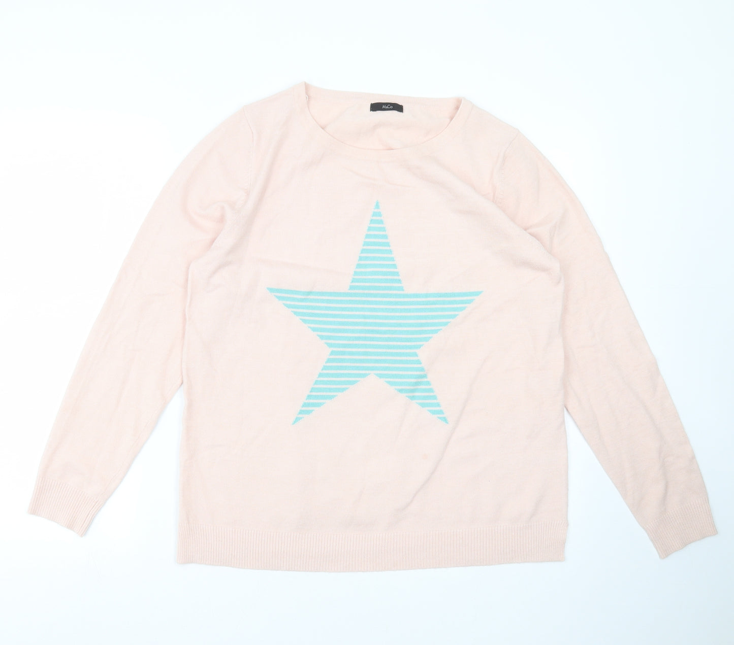 M&Co Womens Pink  Knit Pullover Jumper Size 16  - star