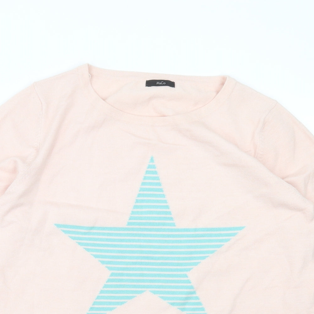 M&Co Womens Pink  Knit Pullover Jumper Size 16  - star