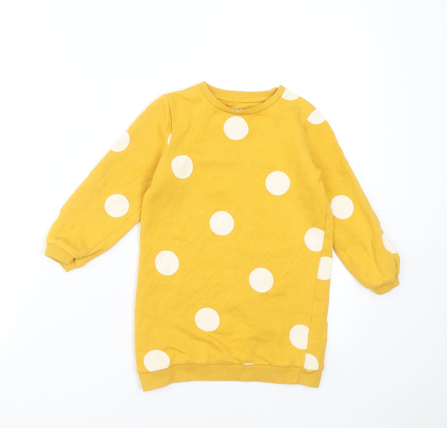 F&F Girls Yellow Polka Dot  Pullover Sweatshirt Size 4-5 Years