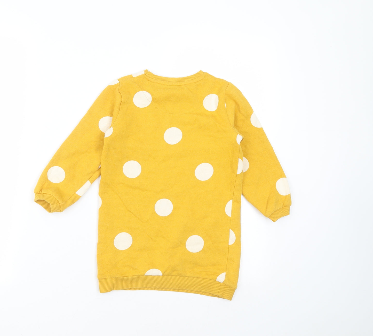 F&F Girls Yellow Polka Dot  Pullover Sweatshirt Size 4-5 Years