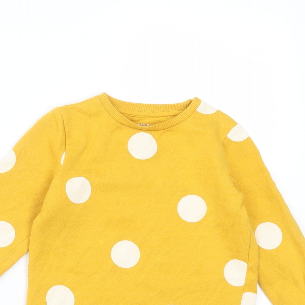F&F Girls Yellow Polka Dot  Pullover Sweatshirt Size 4-5 Years