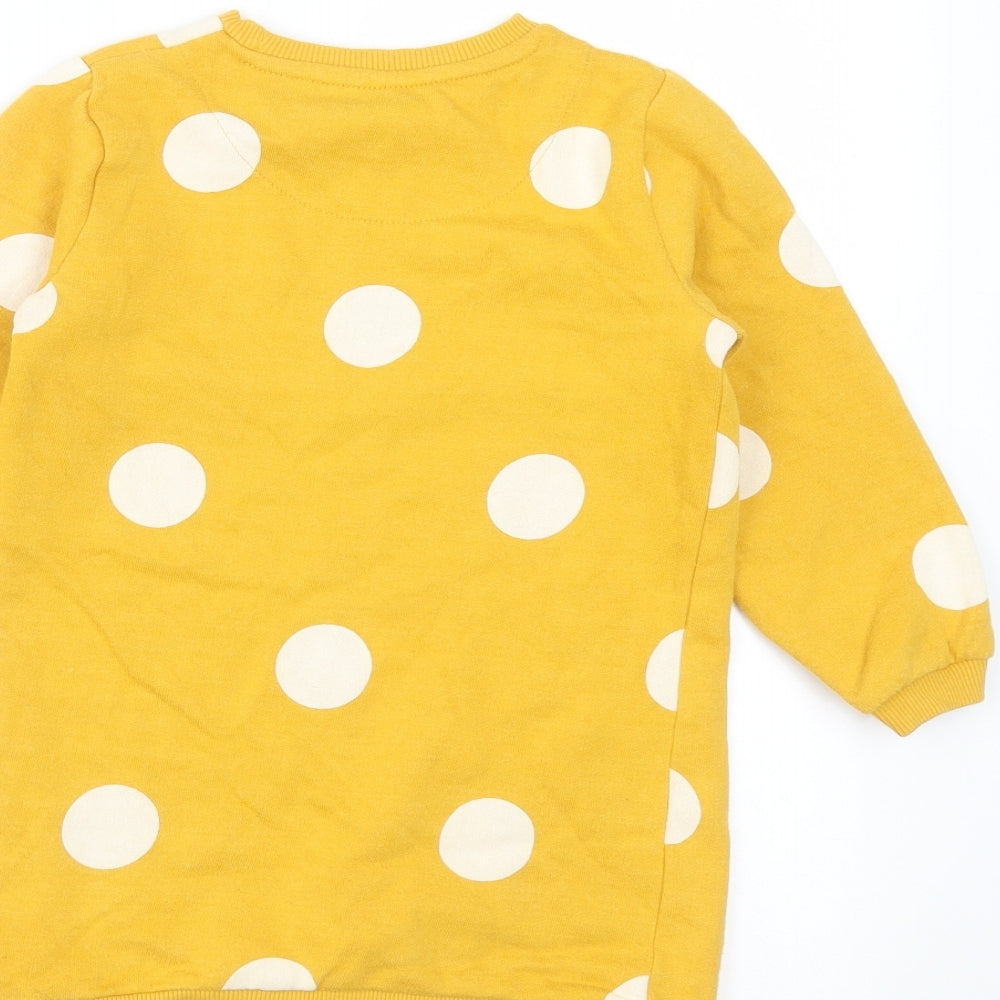 F&F Girls Yellow Polka Dot  Pullover Sweatshirt Size 4-5 Years