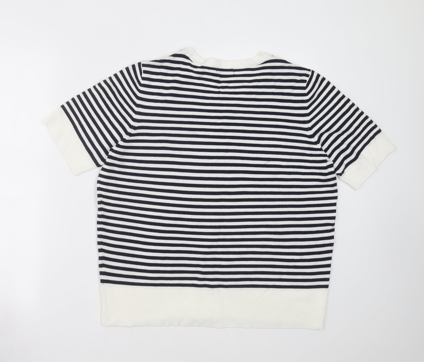 M&Co Womens White Striped  Pullover Jumper Size 16