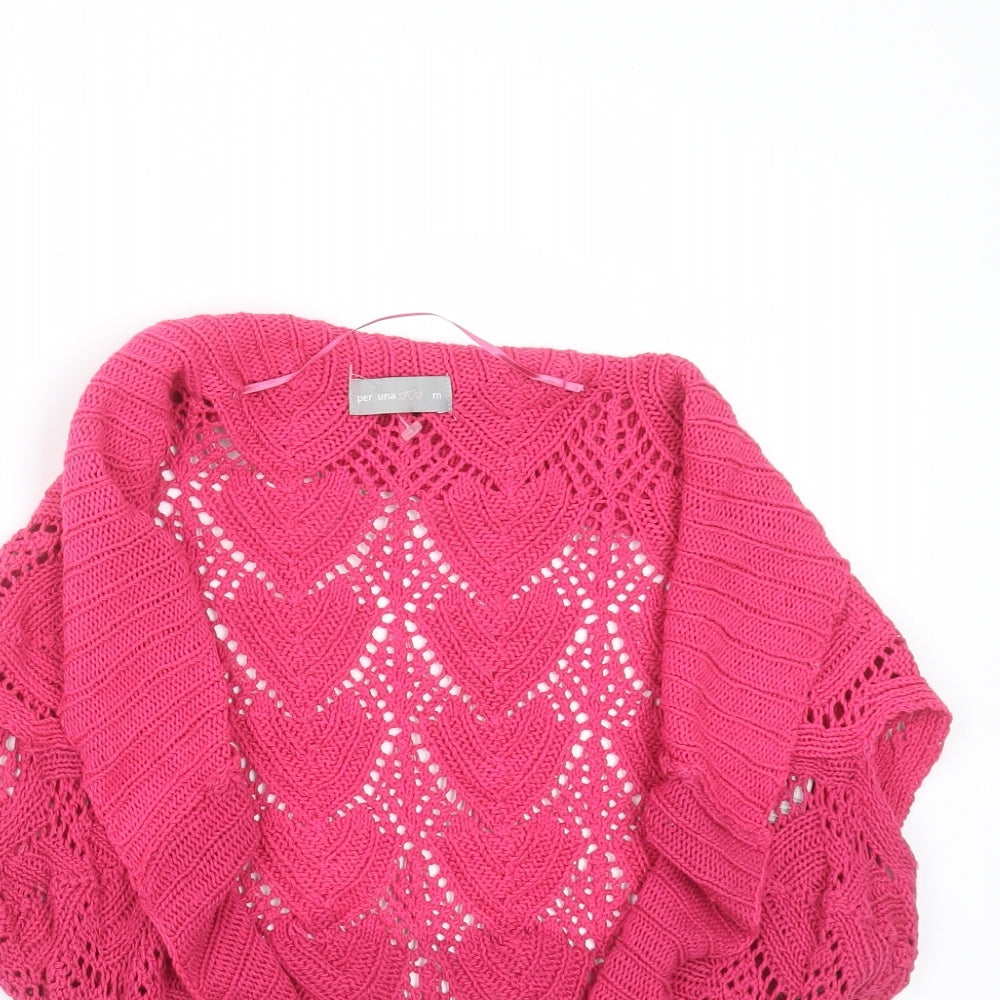 Marks and Spencer Womens Pink Geometric Knit Shrug Jumper Size M