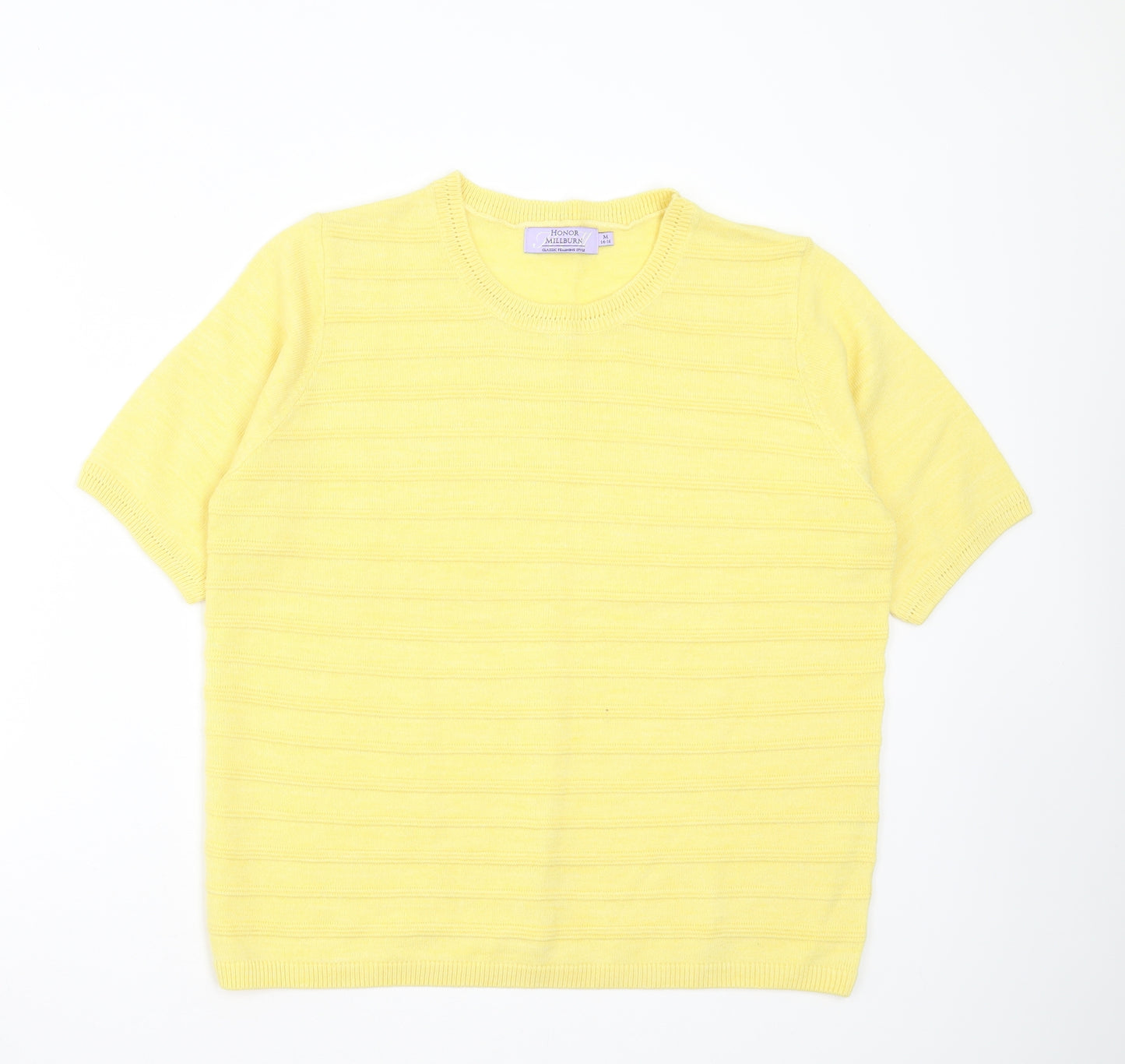 Honor Milburn Womens Yellow Striped Knit Pullover Jumper Size M