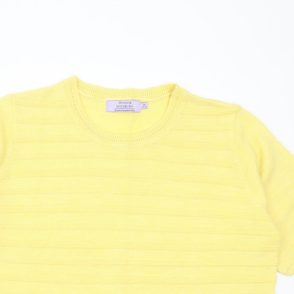 Honor Milburn Womens Yellow Striped Knit Pullover Jumper Size M