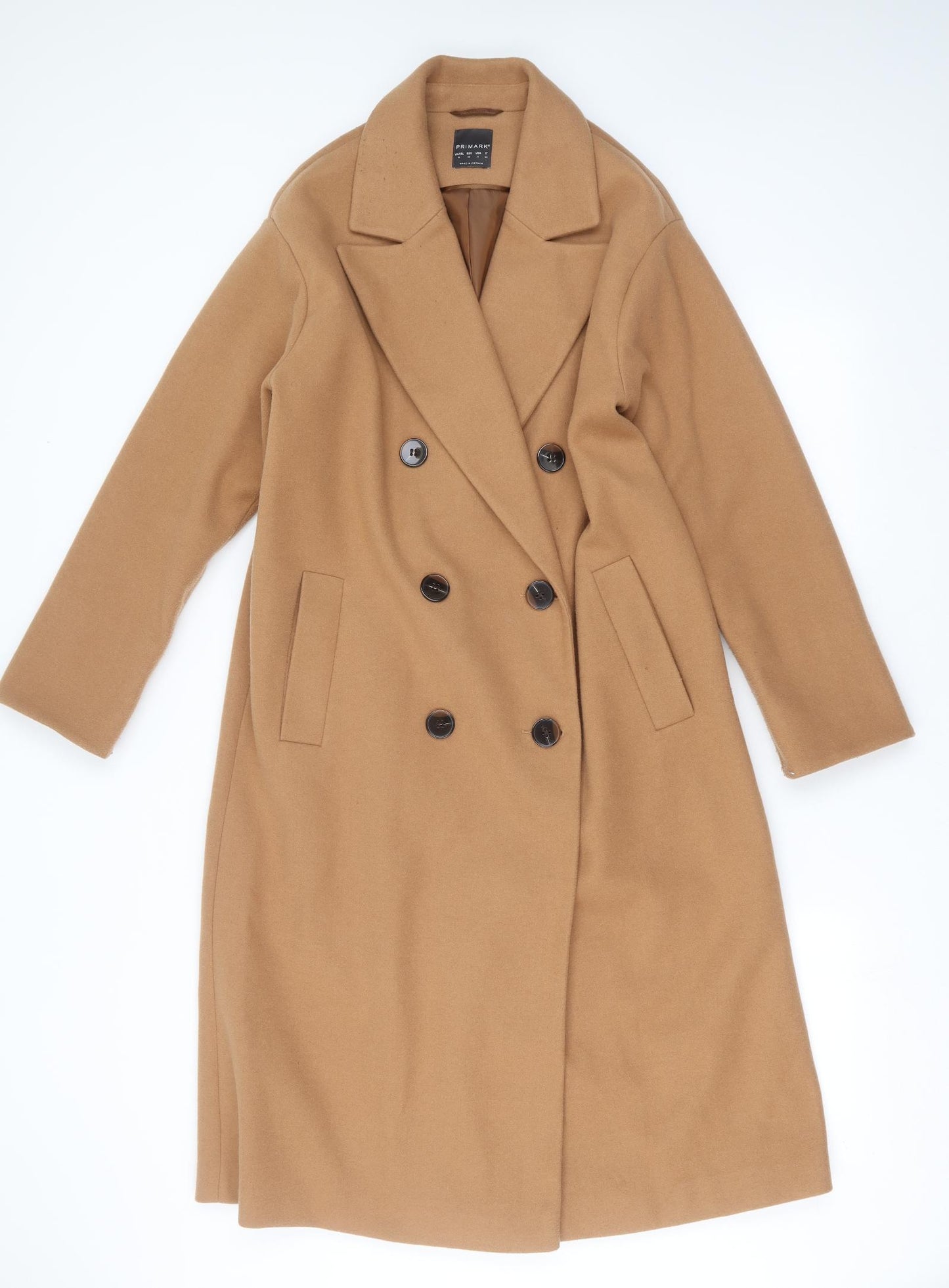 Primark Womens Beige   Overcoat Coat Size 10